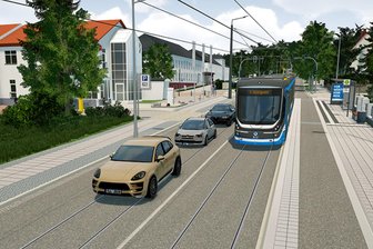 Neue Straßenbahnstrecke für Chemnitz: Rathaus und CVAG stellen Projekt vor - Ein Eindruck von der geplanten Haltestelle am Zeisigwaldkrankenhaus.