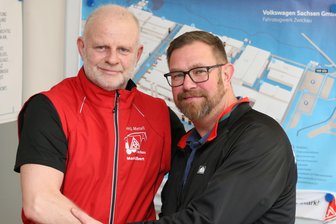 Neuer Betriebsrat im VW-Werk Zwickau nimmt Arbeit mit bekannter Spitze auf - Leiten den neuen 35-köpfigen Betriebsrat im VW-Werk: Mario Albert (li.) und Mike Rösler.