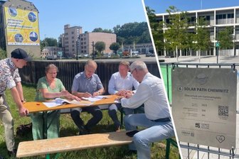 Neuer Pfad führt zu Solarhäusern in Chemnitz - Vertreter der Stadt, Eins, TKI und Fasa unterzeichnen einen Vertrag zum „Solar Path“.