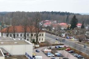 Blick vom Elfgeschosser an der Karl-Kegel-Straße über die Dächer von Freiberg