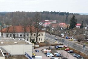 Blick vom Elfgeschosser an der Karl-Kegel-Straße über die Dächer von Freiberg