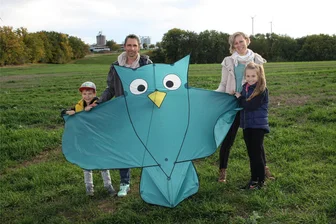 Neukirchen/Pleiße: Lauterbacher feiern am Samstag Drachenfest - So sieht der Landlustdrachen aus: die Eule, die auch auf dem Vereinslogo zu sehen ist.