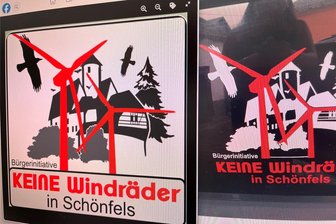 Neumark: Bürgermeister pfeift Ordnungsamt zurück - Mit solchen Aufklebern, mal kleiner, mal größer, verleiht die Bürgerinitiative Keine Windräder in Schönfels ihrer Forderung Nachdruck.