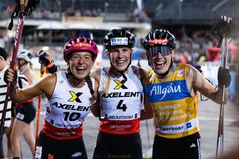 Nordische Kombination: Nächster Schritt auf dem Weg zu Olympia – Damen tasten sich an Großschanze heran - Sie lieben ihren Sport: Nathalie Armbruster, Ida Marie Hagen und Jenny Nowak (von links).