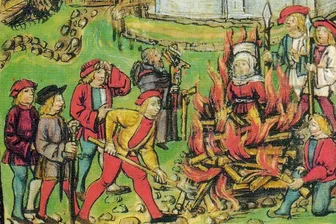 Ob krumme Schafe oder die „Annaberger Krankheit“: Schuld hatten immer die Hexen - Hunger, Krankheiten, Tod: Die Hexe galt als Hauptverursacherin des Elends und musste verschwinden – hier dargestellt in einer Illustration einer Hexenverbrennung aus der Luzerner Chronik von Diepold Schilling (1507–1513).
