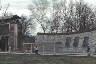 Oelsnitzer Gradierwerk bekommt Zuwachs - Die geplante neue Anlage - hier eine Animation - soll rechts neben dem Gradierwerk platziert werden.
