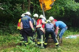 Pferd steckt in Brunnen fest - Wie die Rettung mit Teloskoplader lief - 