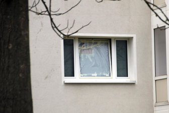 Pflastersteinwurf auf syrische Wohnung in Freiberg: Staatsschutz ermittelt - Das kaputte Fenster einer Wohnung im Wohngebiet „Wasserberg“ in Freiberg.