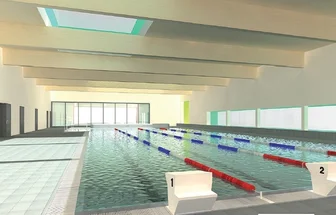 Innenansicht des Schulschwimmzentrums
