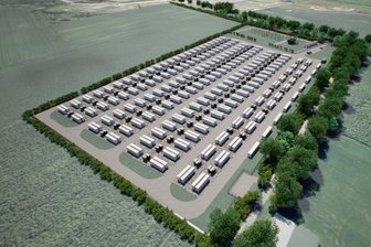 Pläne für Batteriespeicher in Wegefarth bei Freiberg lösen Spannungen aus - So stellen sich die Planer von Harmony Energy den 300-Megawatt-Batterie-Speicher bei Wegefarth nahe Freiberg vor.