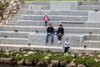 Plauener Elsterterrassen auch bei Enten ein beliebter Rastplatz - Die Enten haben es bereits begriffen: Sitzen Menschen auf den Treppen der Elsterterrassen, machen sie zumeist Picknick, essen ihr Pausenbrot, und dann fällt für die Tiere auch meist noch was ab.