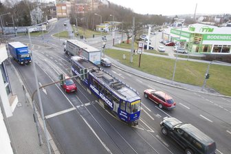 Plauener Südinsel: Störung im Berufsverkehr - Ein Teil der Plauener Südinsel, auf der sich unter anderem B 92 und B 173 und Straßenbahn kreuzen.