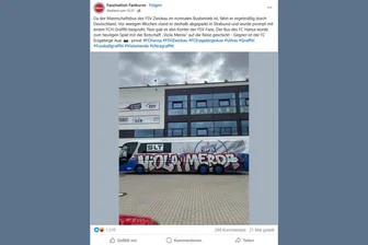 Polizei sucht Zeugen von Fußball-Sprühaktion - Die „Faszination Fankurve“ berichtet über einen Graffiti-Konter von FSV-Fans auf dem Mannschaftsbus der Rostocker Fußballer.