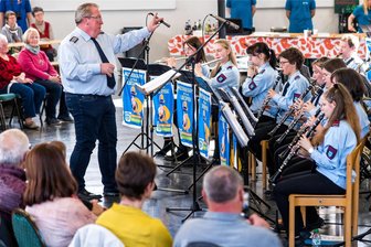 Polkas und Märsche: Musikkorps der Stadt Olbernhau spielt am Sonntag in Cämmerswalde auf - Das Musikkorps der Stadt Olbernhau, hier beim Frühjahrskonzert 2022 im Treibehaus der Saigerhütte in Olbernhau-Grünthal.