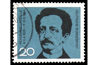 Populist Lassalle und die Wurzeln der SPD in Leipzig: Vom Ur-Streit der linken Bewegung - Ferdinand Lassalle auf einer Briefmarke der Deutschen Bundespost anlässlich seines 100. Todestages.