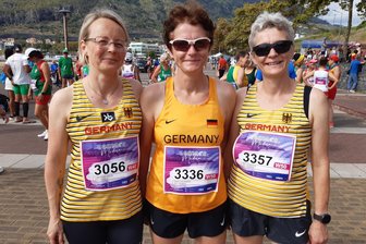Portugal: Geher aus Reichenbach feiern mit zehn EM-Medaillen großen Erfolg - Das erfolgreiche Geherinnen-Trio des LAV Reichenbach. Von links Constanze Golle, Bianca Schenker und Brit Schröter zur Masters-EM auf Madeira.