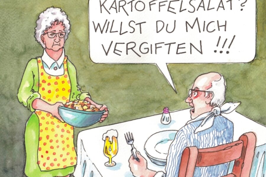 Posse um die Giftpflanze des Jahres - "Freie Presse"-Karikaturist Ralf Alex Fichtner zeichnet sich seinen Teil zur Kartoffel-Debatte. 
