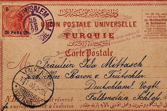 Postkarte aus Bethlehem im Falkensteiner Museum gibt Rätsel auf - Die Karte aus dem Nahen Osten nach Falkenstein gibt Rätsel auf: Wer war Empfängerin Ida Mittasch?
