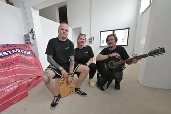 Proberäume im Alten Schlachthof in Stollberg: Einweihung auf September verschoben - Tim Haas, Ulrike Mittelbach und Sven Heinrich (v. l.) vom Chemnitzer Verein MusicX.