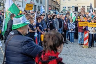 Protest auf dem Markt in Reichenbach - Kundgebung auf dem Markt in Reichenbach. 