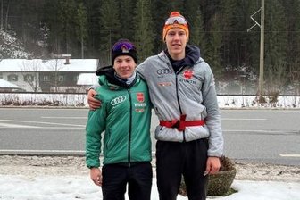 Quartett des VSC Klingenthal schnuppert Olympia-Luft - Jonas Albrecht (links) und Janik Weidlich (rechts) vom VSC Klingenthal