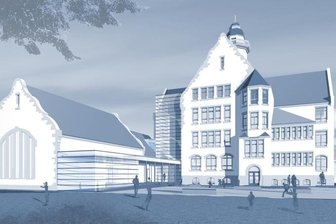 Rabensteiner Schule fertig saniert - Der Entwurf zeigt den Bau der Rabensteiner Schule aus der Hofperspektive.