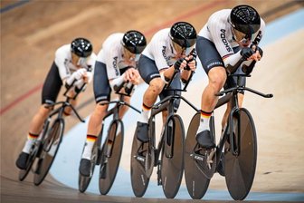 Rad-WM: Ex-Sprinter Joachim Eilers fehlt noch der Feinschliff - Der deutsche Vierer in Glasgow in Aktion. Harmonie und Rhythmus müssen für ein schnelles Rennen stimmen.