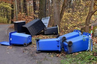 Randalierer wüsten im Crimmitschauer Sahnpark - Die Täter kippten Mülltonnen und -container um.
