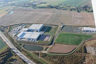 Regenrückhaltebecken entstehen in Berbersdorf und Auerswalde - Im Gewerbegebiet Berbersdorf entsteht das größte Regenrückhaltebecken im Verbandsgebiet. Hier ein Luftbild aus 2017. 