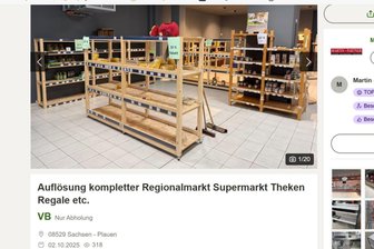 Regionalmarkt Oederan: Jetzt kommt die gesamte Ladeneinrichtung unter den Hammer - Die Einrichtung des Regionalmarktes in Oederan wird im Internet angeboten.