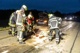 Reh angefahren: Tausende Euro Sachschaden nach Wildunfall bei Neukirchen - Die Einsatzkräfte der Freiwilligen Feuerwehr Neukirchen mussten nach einem Wildunfall bei Neukirchen ausgelaufene Betriebsmittel beseitigen.
