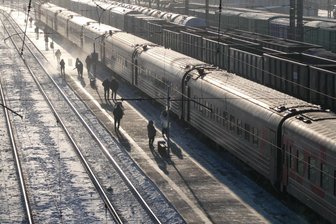 Reisevortrag in Freiberg: Mit der Transsibirischen Eisenbahn bis nach Peking - Die Transsibirische Eisenbahn an einem kleineren Bahnhof in Sibirien.