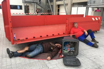 Rettungsübung im Zwickauer Stadion - Inhalt der Übung war ein fiktiver Brand mit Verletzten.