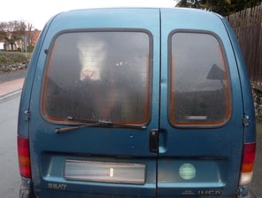 Rindvieh grüßt aus Kleintransporter - 