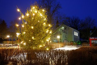 Rödlitz lädt zum Lichtmess-Abend - Der Rödlitzer Weihnachtsbaum, der auf dem kleinen Platz nahe Kirche und Musikvereins-Domizil steht, wird am Sonntag ausgeschaltet.