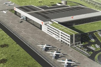 Sachsen wird wieder Flugzeugland: Was am Flughafen Leipzig/Halle ab 2027 gebaut werden soll - So wird das neue Werk der Deutschen Aircraft samt Montagehalle, Verwaltungsgebäude und Logistikzentrum am Flughafen Leipzig/Halle einmal aussehen.
