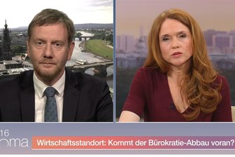 Sachsens Ministerpräsident Michael Kretschmer im ZDF-Morgenmagazin: „Deutschland liegt wie gefesselt am Boden“ - Sachsens Ministerpräsident Michael Kretschmer stellte sich im ZDF-Morgenmagazin den Fragen von Moderatorin Mirjam Meinhardt (r.).