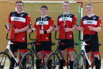Saison der Junioren weckt Hoffnung - Die U-19-Radballer des SV 1870 Großolbersdorf - von links: Nick Schreiter, Christian Kropat, Raphael Seidel und Aaron Weber. 
