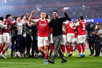 Saka und der Schiedsrichter: Medien zu Arsenals Final-Einzug - Der FC Arsenal jubelt über den Final-Einzug in der Champions League.