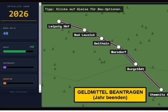Satire-Spiel zum Ausbau der Bahnstrecke Chemnitz–Leipzig gestartet - Wie schnell schafft man den Ausbau der Problemstrecke Chemnitz-Leipzig?