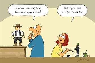 Satire zum Wochenende: Bald ist Weihnachten - Zeit fürs Pyramidenaufstellen im Erzgebirge - Auch beim Pyramidenbau gilt es, die Wünsche der internationalen Kundschaft zu berücksichtigen.