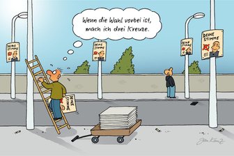 Satire zum Wochenende: Der Wahlkampf und das Effeff - Karikatur: Jan Kunz