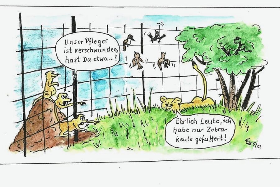 Satire zum Wochenende: Experten für den Zoo Leipzig, Eis fürs Johannisbad Freiberg - Unglaublich, der Löwe hat Fleisch gefressen.