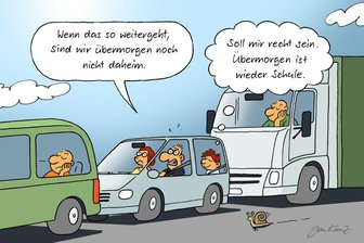 Satire zum Wochenende: Mit der Badewanne über die Autobahn - warum nicht? - Urlaub mit der Familie: die entspannteste Sache der Welt.