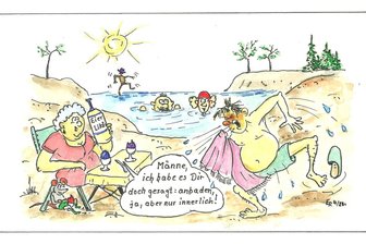 Satire zum Wochenende: Neue Erkenntnisse - Windräder bringen Osterhasen in Gefahr - So mancher meint, ein kühles Bad sei wie ein Jungbrunnen. Andere bevorzugen die Abkühlung von innen.
