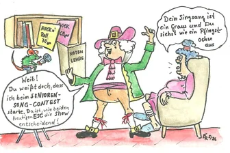 Satire zum Wochenende: Vom ESC bis zu Kramba - Mittelsachsen sucht den Superstar - Pfingsten wird in Mittelsachsen gesungen. Und so sieht das unser Karikaturist.