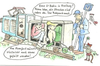 Satire zum Wochenende: Warum die Freiberger U-Bahn „Lila Linie“ heißen sollte - Streckenweise liegen in Freiberg schon Gleise für eine U-Bahn.
