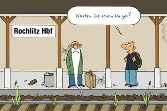 Satire zum Wochenende: Wo Rochlitz nur Bahnhof versteht und Freiberg dringend mal muss - Verspätungen sind bei der Bahn völlig normal. Doch in Rochlitz wartet man nicht Stunden, sondern Jahre auf einen Zug.