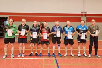 Schlechteste Beteiligung seit Jahren: Vogtlandmeisterschaften der Senioren im Tischtennis mit nur 28 Teilnehmern - Die Platzierten im Doppel AK 40-60 bei den Vogtlandmeisterschaften im Tischtennis.