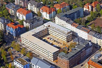Schlüsselübergabe für Arbeitsagentur - Am 7. Oktober, als dieses Luftbild entstand, liefen noch Restarbeiten. 